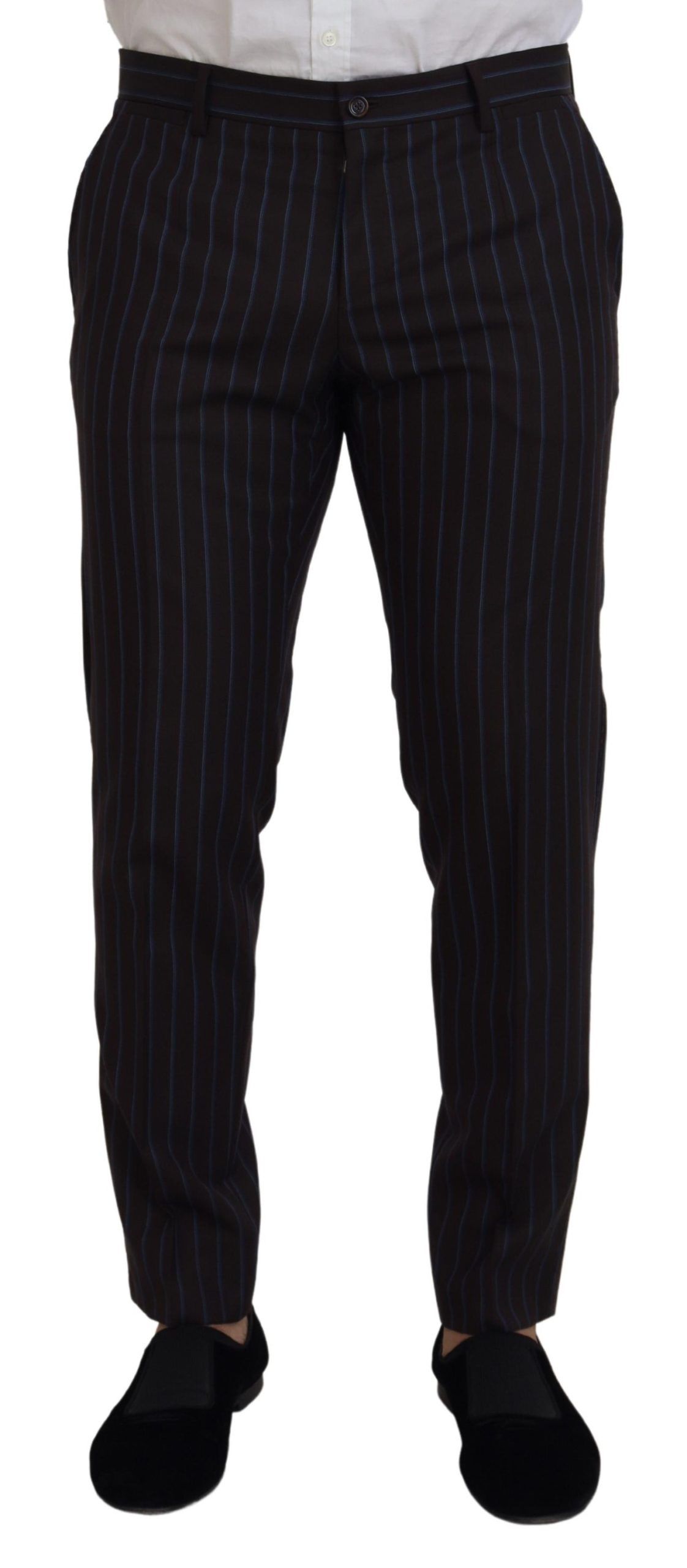 Dolce &amp; Gabbana Black Striped Wool Formal 2 Piece Suit