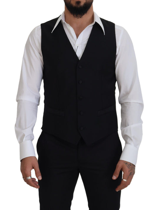 Dolce &amp; Gabbana Schwarze Weste aus Schurwolle für formelle Anlässe