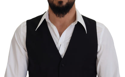 Dolce &amp; Gabbana Schwarze Weste aus Schurwolle für formelle Anlässe