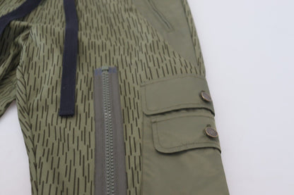Dolce &amp; Gabbana Grün gestreifte Cargohose mit Reißverschluss am Bein für Herren