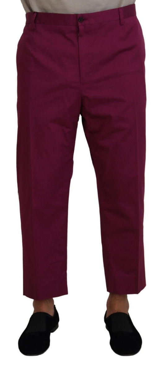 Dolce &amp; Gabbana – Magentafarbene Baumwollhose mit DG-Logo und Tasche