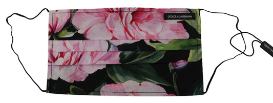 Dolce &amp; Gabbana Black Floral Pleated Elastic Ear Strap Face Mask