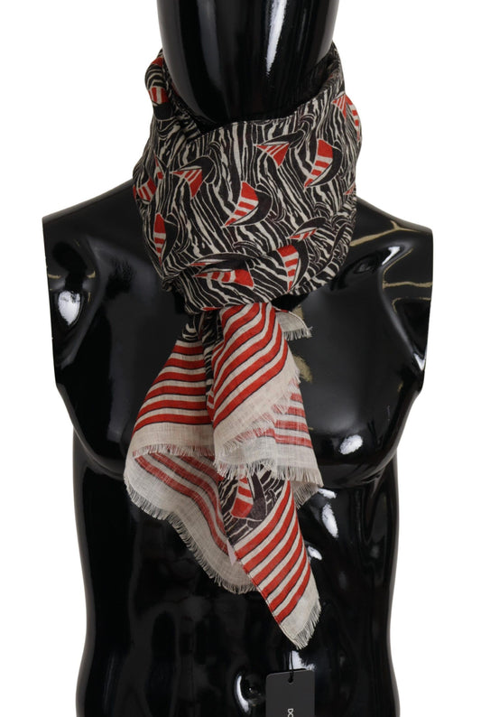 Dolce &amp; Gabbana – Schal aus Leinen mit Segelboot-Streifenmuster, schwarz/rot