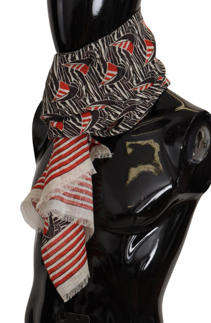 Dolce &amp; Gabbana – Schal aus Leinen mit Segelboot-Streifenmuster, schwarz/rot