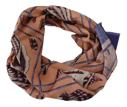 Dolce &amp; Gabbana Blauer Leinen-Wickelschal für Herren mit Muschelmuster