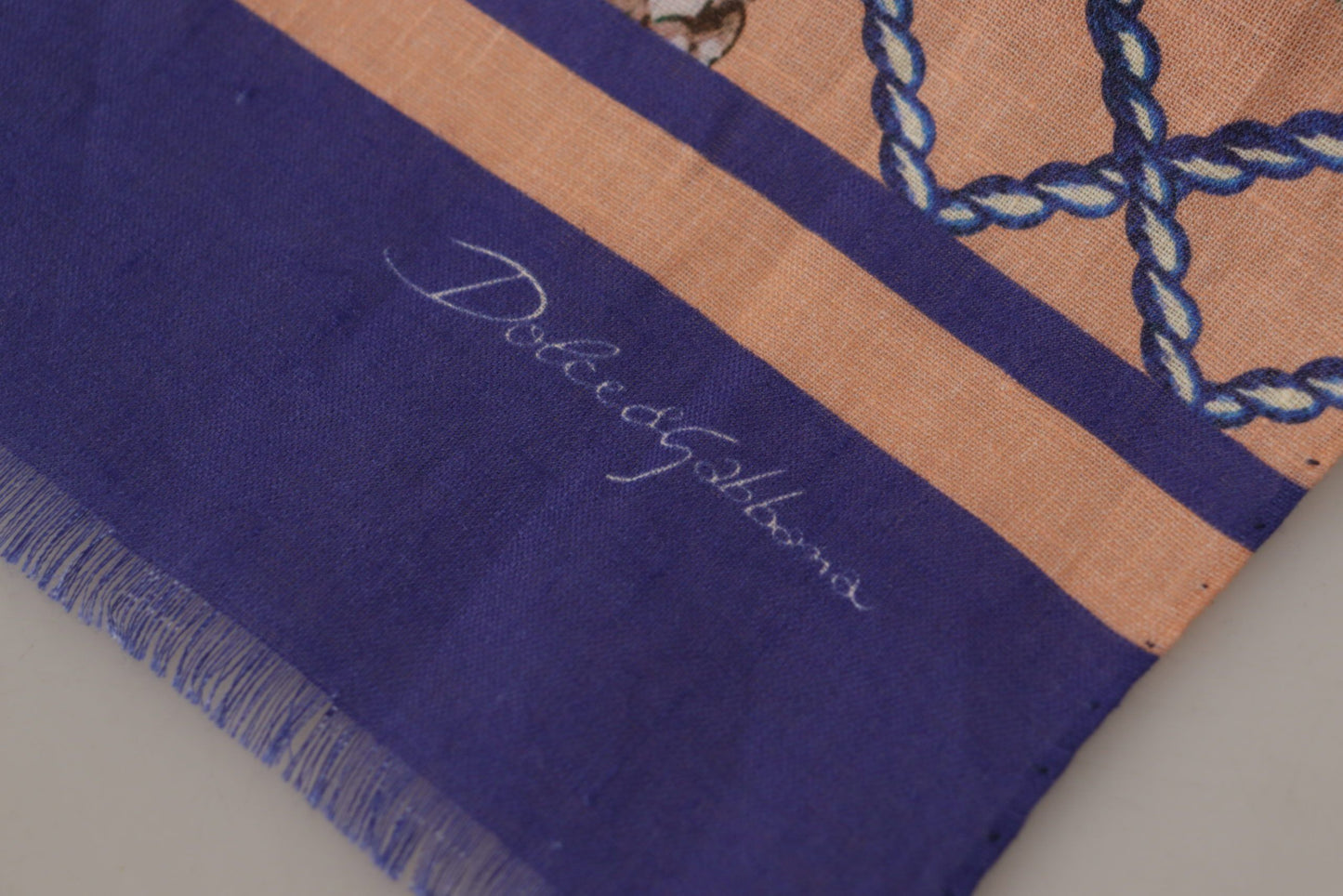 Dolce &amp; Gabbana Blauer Leinen-Wickelschal für Herren mit Muschelmuster