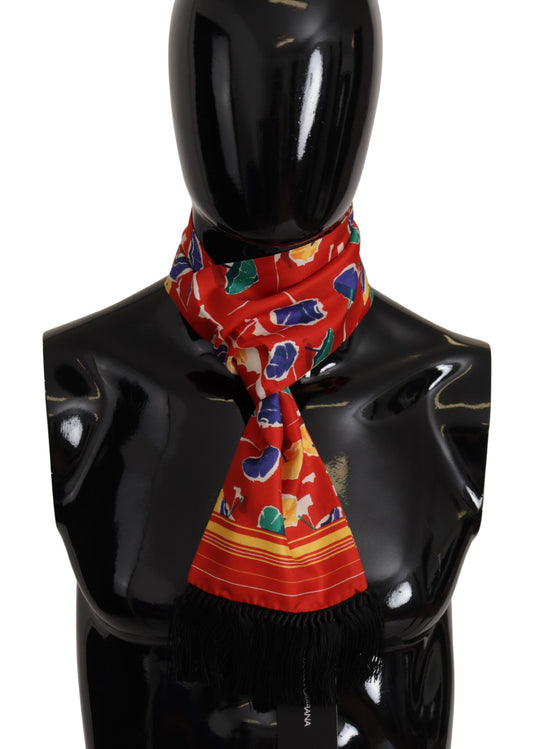 Dolce &amp; Gabbana – Mehrfarbiger Schal mit Fransen und DG-Regenschirm-Print