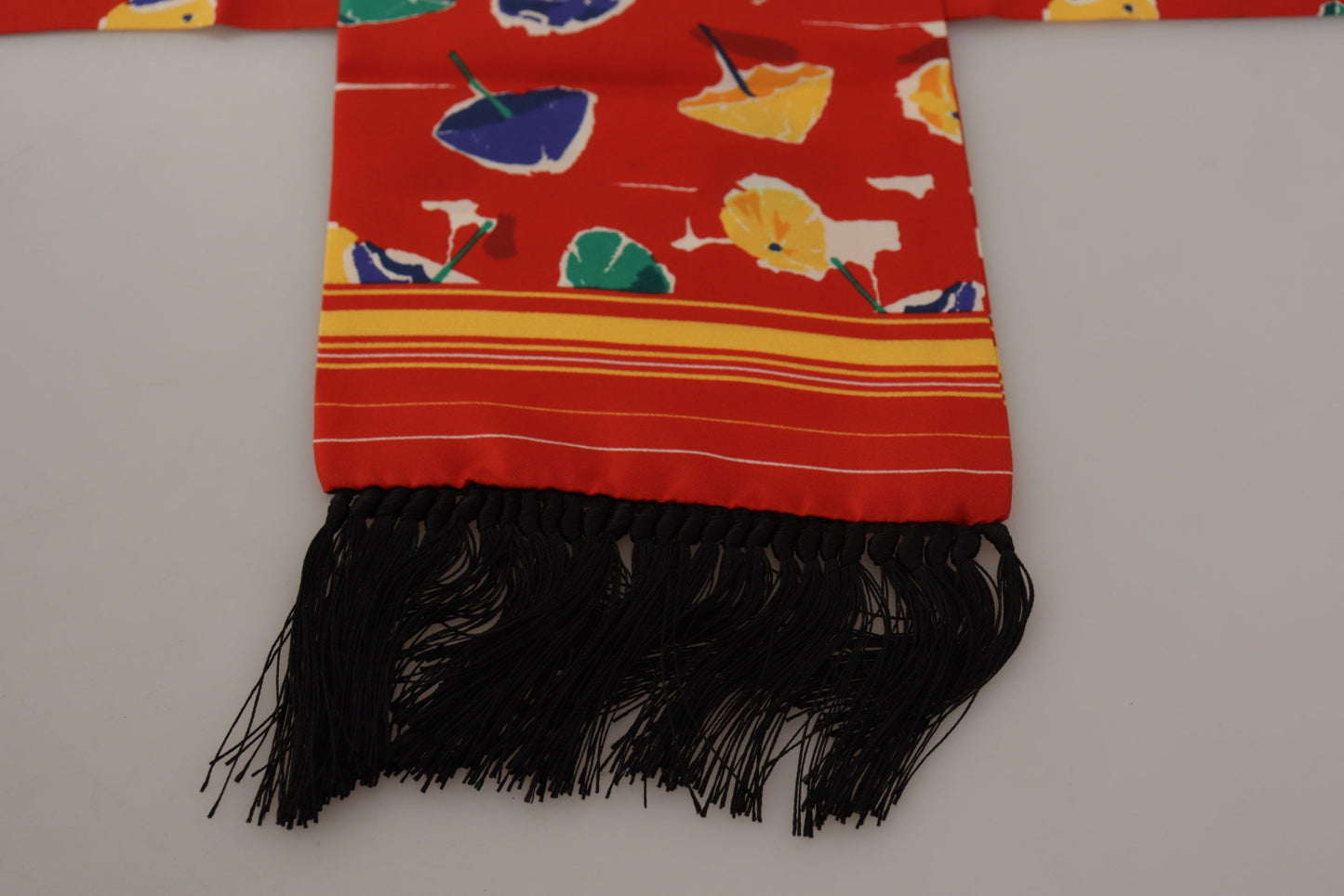 Dolce &amp; Gabbana – Mehrfarbiger Schal mit Fransen und DG-Regenschirm-Print