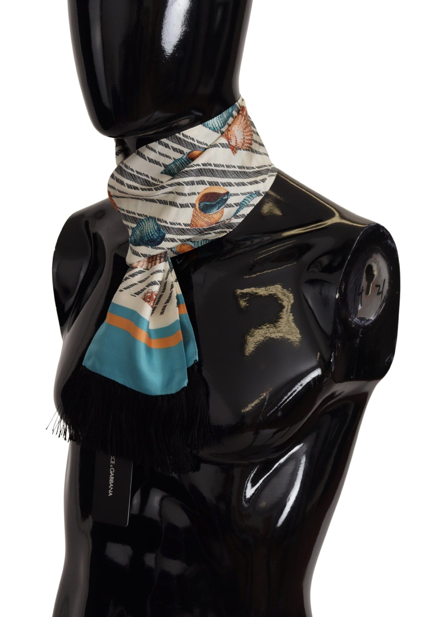 Dolce &amp; Gabbana Seidenschal mit Fransen und Muscheln im DG-Print in mehreren Farben