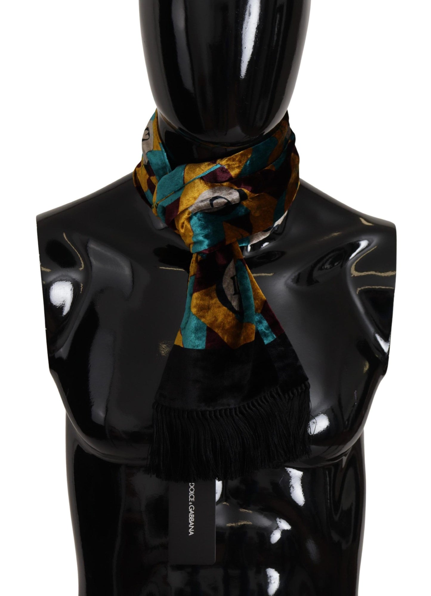 Dolce &amp; Gabbana – Mehrfarbiger Schal mit DG-Logo-Print und Fransen