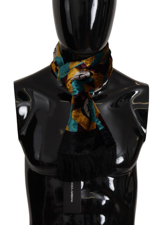 Dolce &amp; Gabbana – Mehrfarbiger Schal mit DG-Logo-Print und Fransen