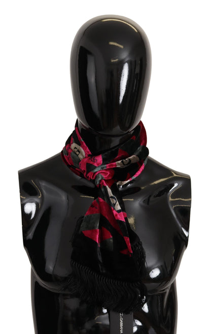 Dolce &amp; Gabbana Mehrfarbiger DG-Logo-Print Herren-Schal mit Fransen