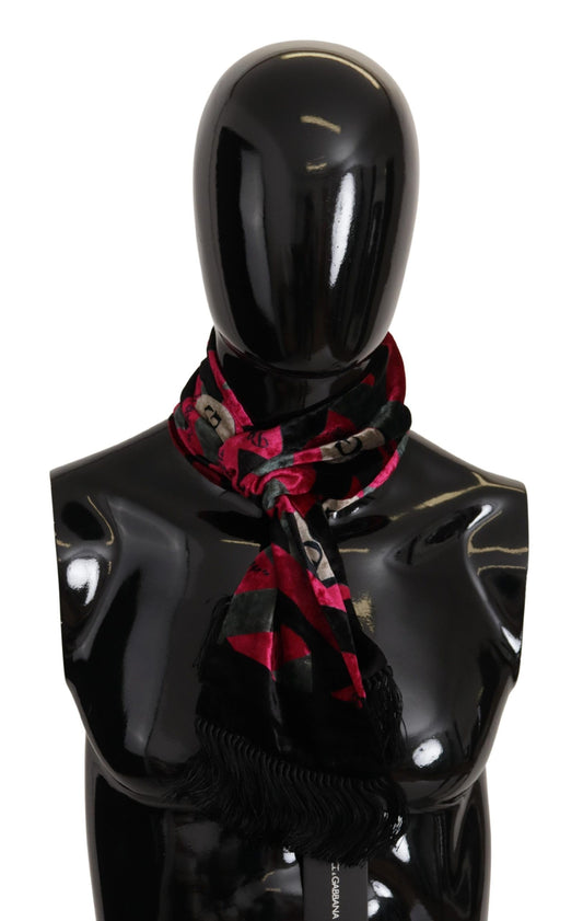 Dolce &amp; Gabbana Mehrfarbiger DG-Logo-Print Herren-Schal mit Fransen