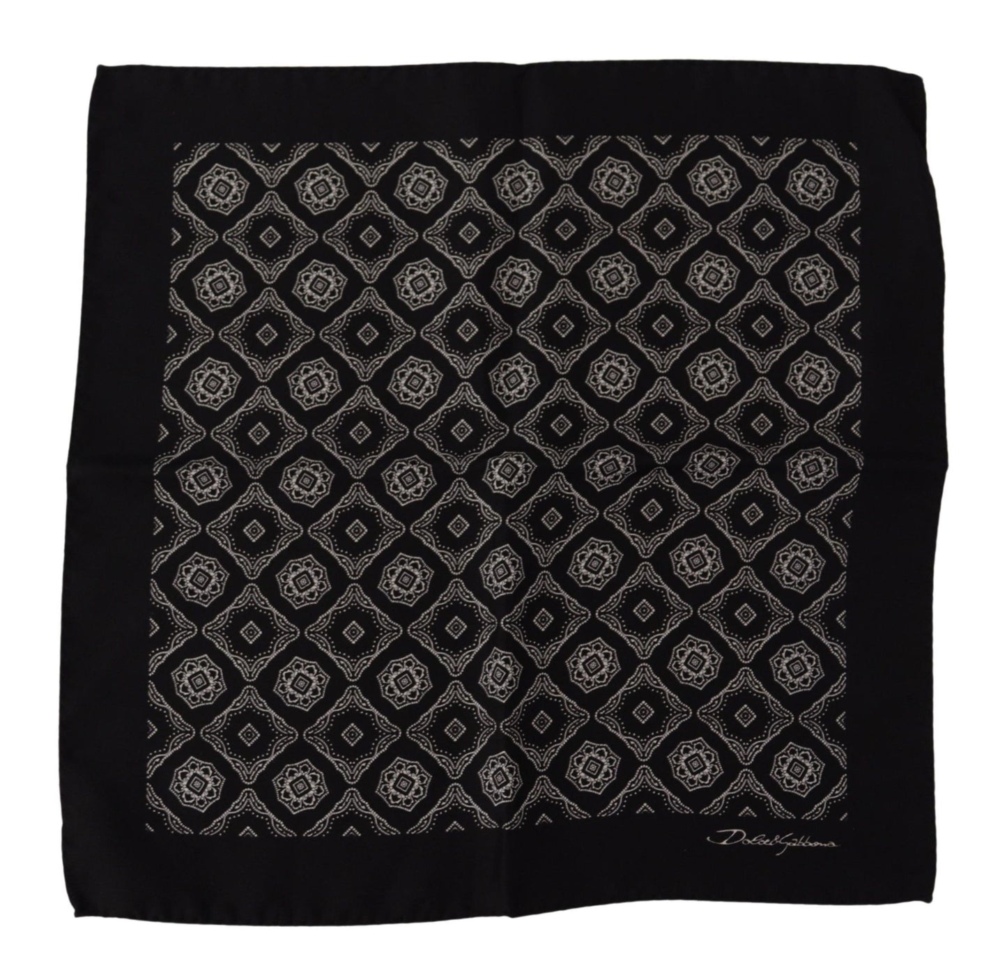 Dolce &amp; Gabbana Black Geometric Patterned Square Handkerchief Scarf