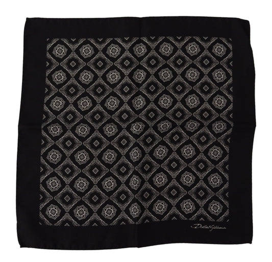 Dolce &amp; Gabbana Black Geometric Patterned Square Handkerchief Scarf