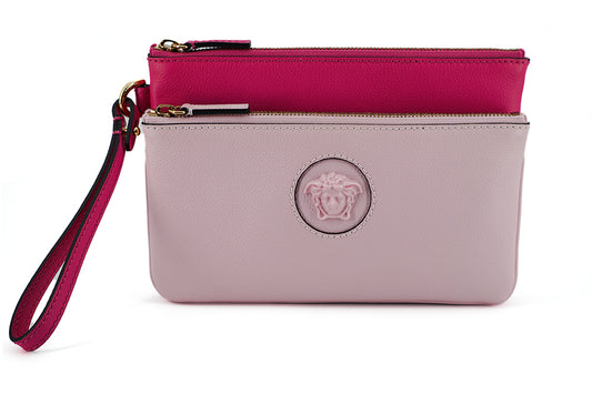 Versace Elegante Clutch aus rosa Leder