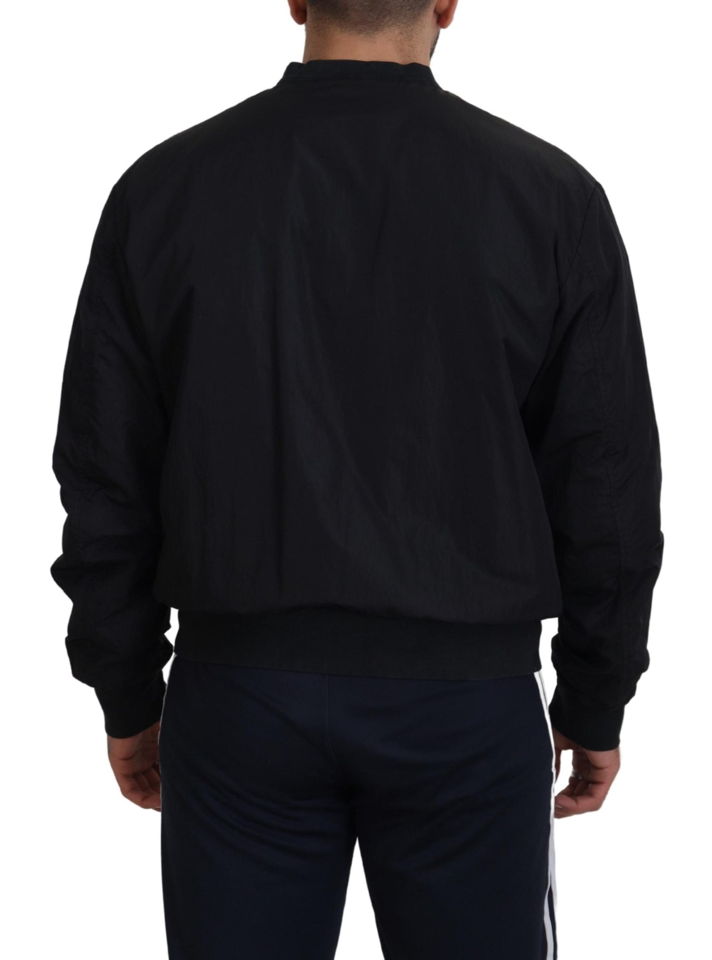 Dolce &amp; Gabbana – Bomberjacke mit Reißverschluss und Logo aus schwarzem Nylon