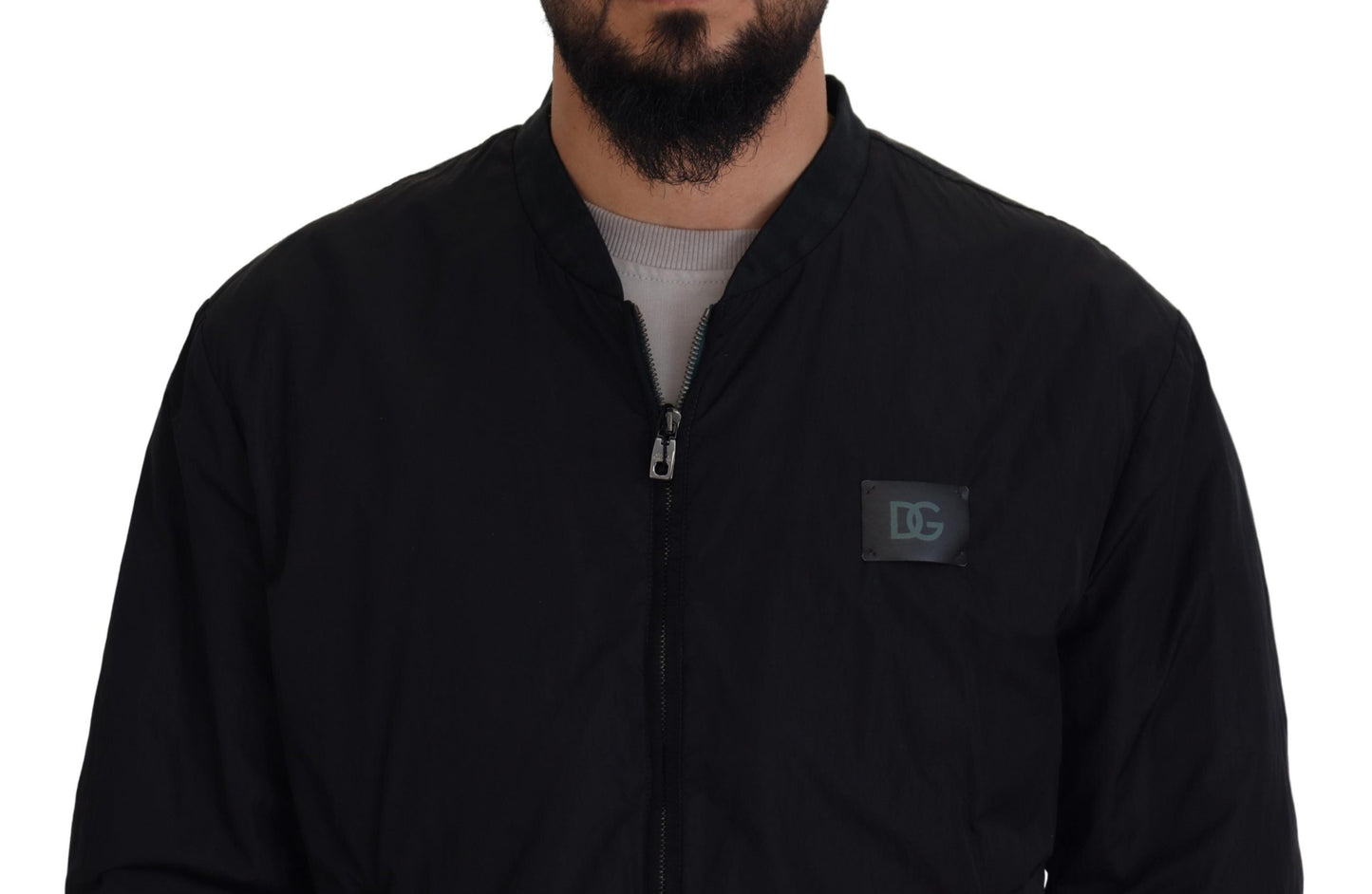 Dolce &amp; Gabbana – Bomberjacke mit Reißverschluss und Logo aus schwarzem Nylon