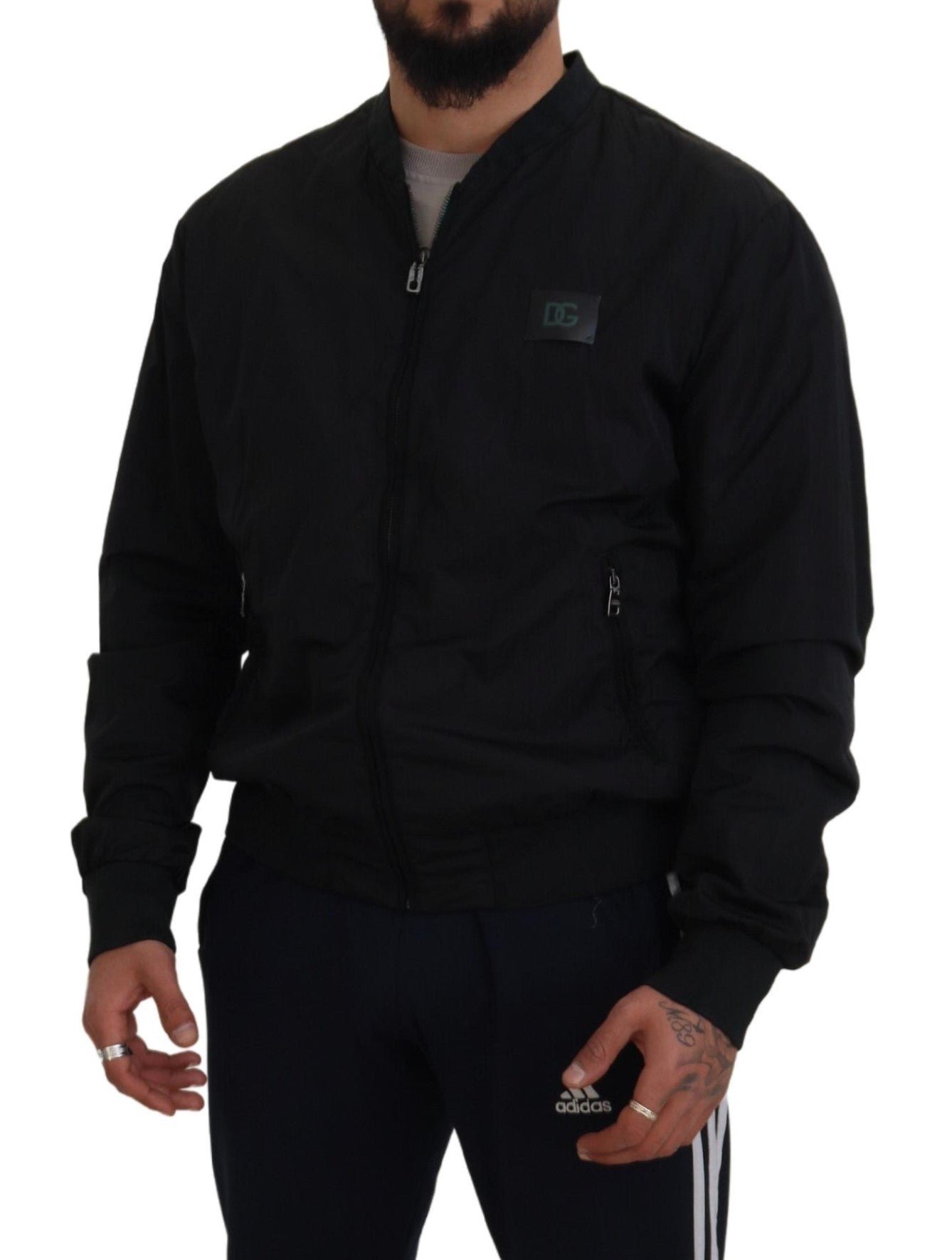 Dolce &amp; Gabbana – Bomberjacke mit Reißverschluss und Logo aus schwarzem Nylon