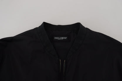 Dolce &amp; Gabbana – Bomberjacke mit Reißverschluss und Logo aus schwarzem Nylon