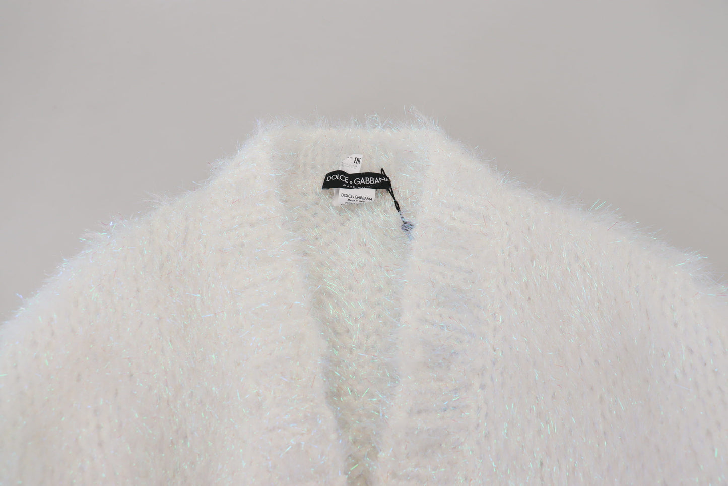 Dolce &amp; Gabbana – Weiße Strickjacke mit langen Ärmeln und Fransen