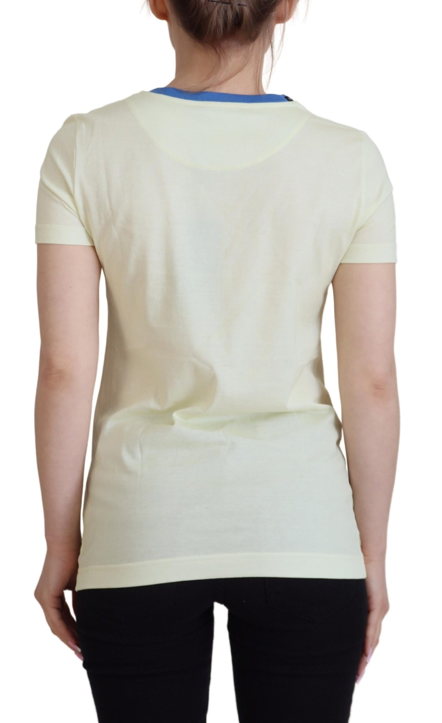 Dolce &amp; Gabbana Gelbes Havanity Rundhals-T-Shirt aus Baumwolle
