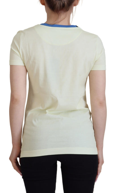 Dolce &amp; Gabbana Gelbes Havanity Rundhals-T-Shirt aus Baumwolle