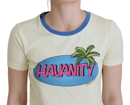 Dolce &amp; Gabbana Gelbes Havanity Rundhals-T-Shirt aus Baumwolle