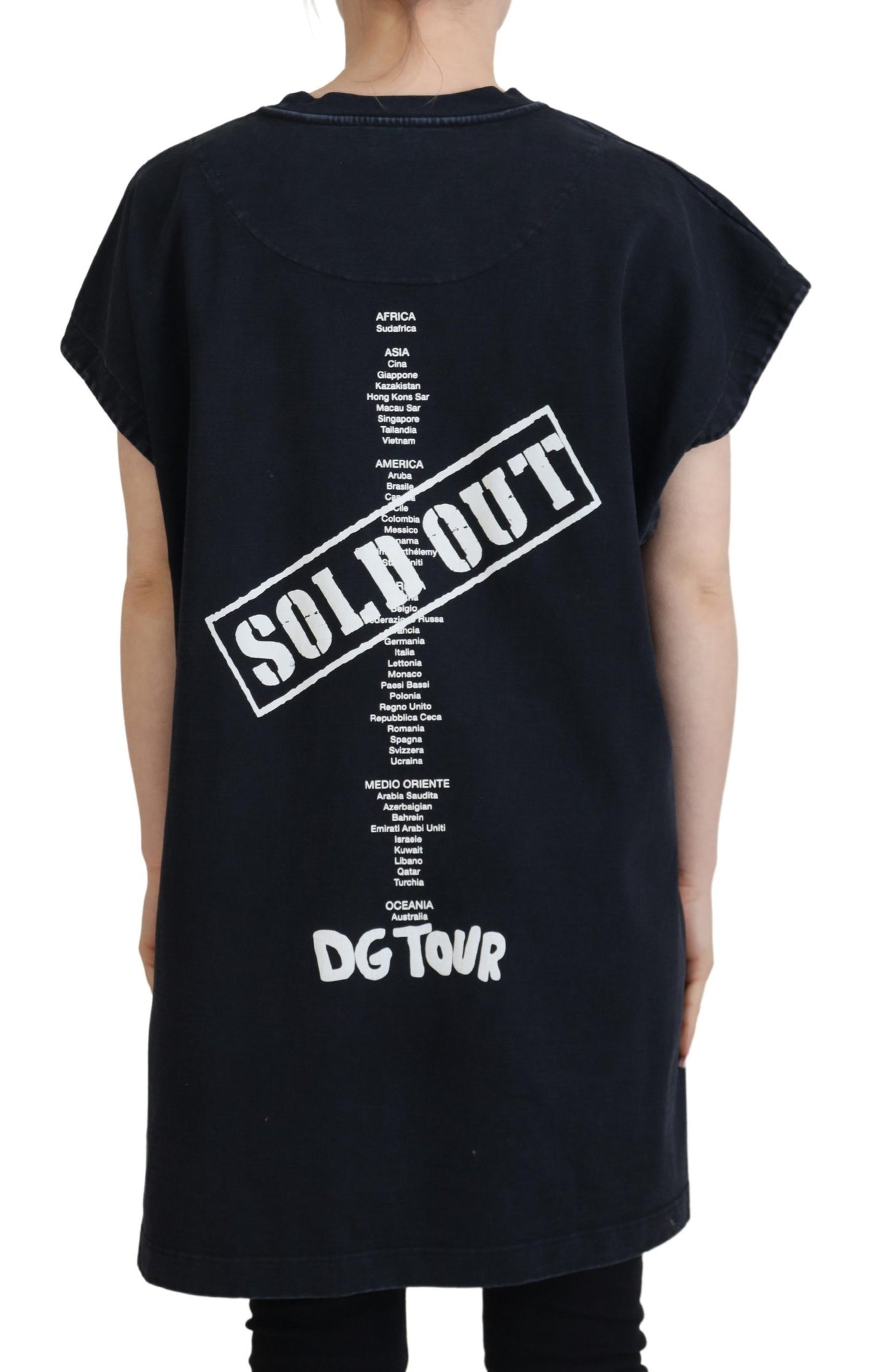 Dolce &amp; Gabbana Schwarzes D&amp;G Fashion Rundhals-Baumwoll-T-Shirt