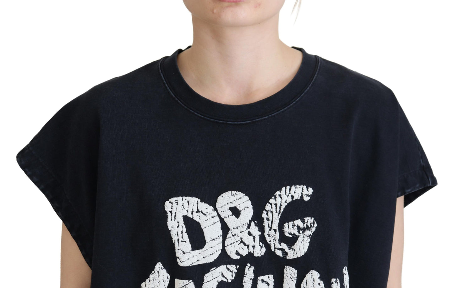 Dolce &amp; Gabbana Schwarzes D&amp;G Fashion Rundhals-Baumwoll-T-Shirt