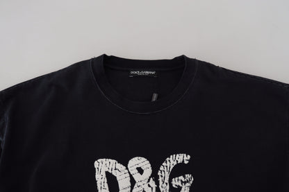 Dolce &amp; Gabbana Schwarzes D&amp;G Fashion Rundhals-Baumwoll-T-Shirt