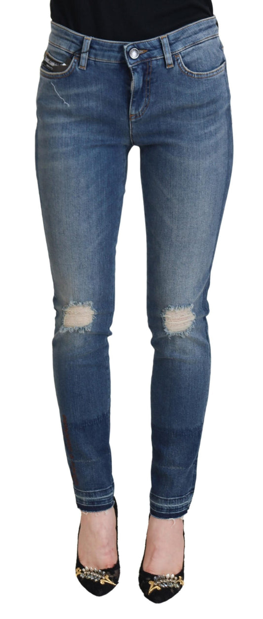 Dolce &amp; Gabbana Blaue Jeans aus zerfetztem Baumwolldenim mit verwaschener Optik