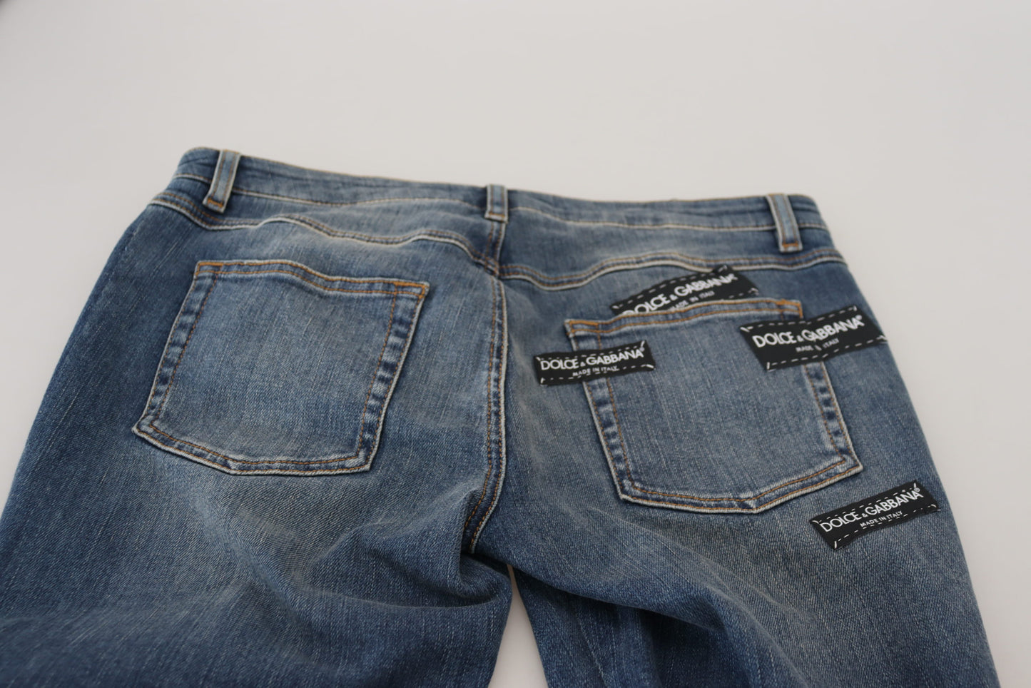 Dolce &amp; Gabbana Blaue Jeans aus zerfetztem Baumwolldenim mit verwaschener Optik