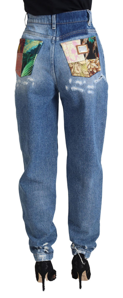 Dolce &amp; Gabbana Blaue Jeans aus zerfetztem Baumwolldenim mit verwaschener Optik