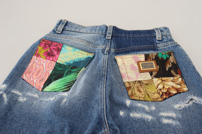Dolce &amp; Gabbana Blaue Jeans aus zerfetztem Baumwolldenim mit verwaschener Optik