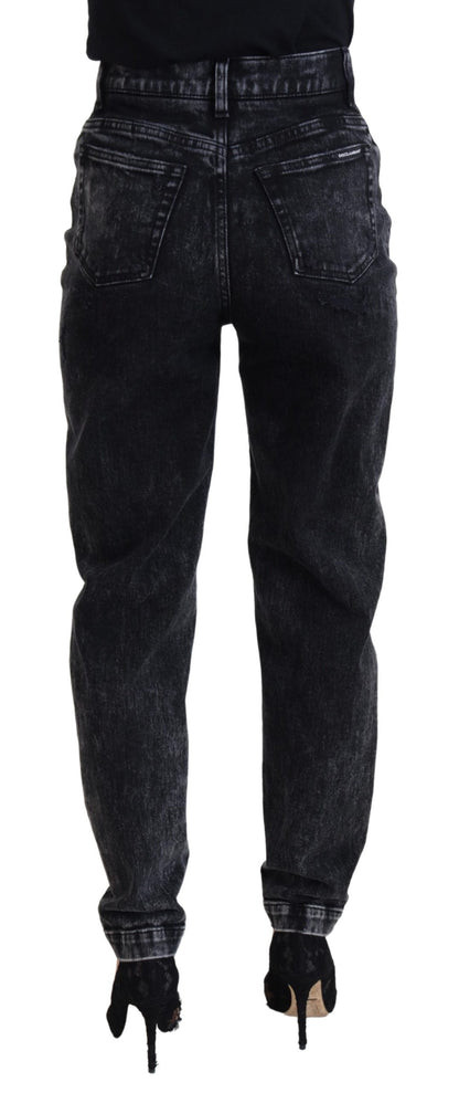 Dolce &amp; Gabbana – Schwarze Jeans aus gewaschener Baumwolle mit hoher Taille