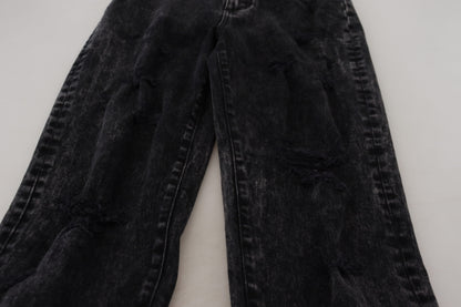 Dolce &amp; Gabbana – Schwarze Jeans aus gewaschener Baumwolle mit hoher Taille