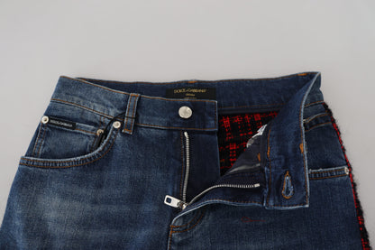 Dolce &amp; Gabbana – Blau karierte Skinny-Jeans
