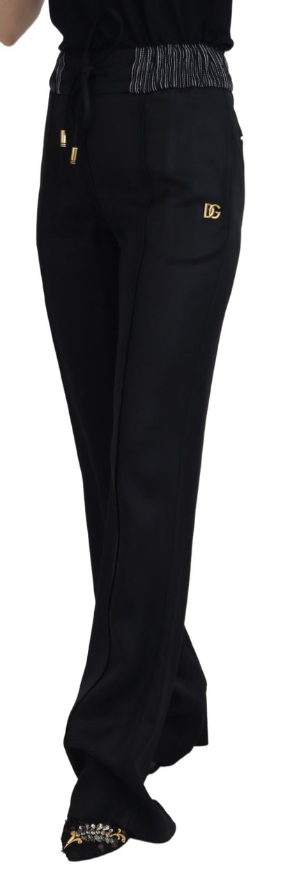 Dolce &amp; Gabbana – Schwarze, gerade geschnittene Baumwollhose