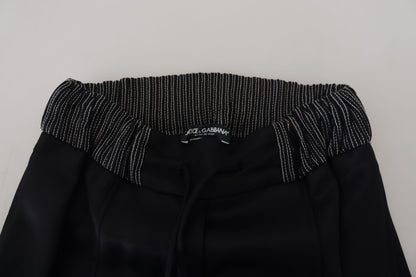 Dolce &amp; Gabbana – Schwarze, gerade geschnittene Baumwollhose