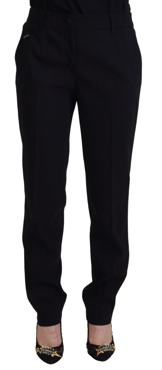 Dolce &amp; Gabbana Schwarze konische Wollhose für Damen