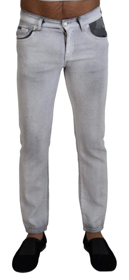 Dolce &amp; Gabbana Grau verwaschene Skinny Jeans für Herren