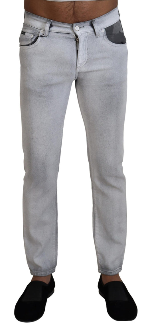 Dolce &amp; Gabbana Grau verwaschene Skinny Jeans für Herren