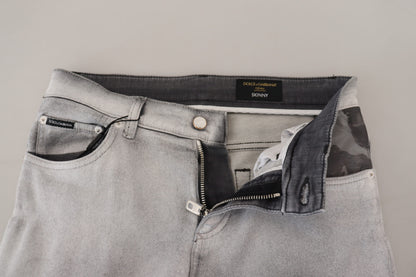 Dolce &amp; Gabbana Grau verwaschene Skinny Jeans für Herren