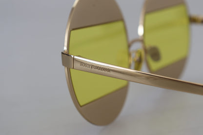 Dolce &amp; Gabbana – DG2209B – Sonnenbrille mit ovalen Metallkristallen in Gold