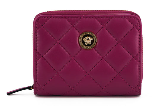 Versace – Elegante, violette Brieftasche aus gestepptem Leder