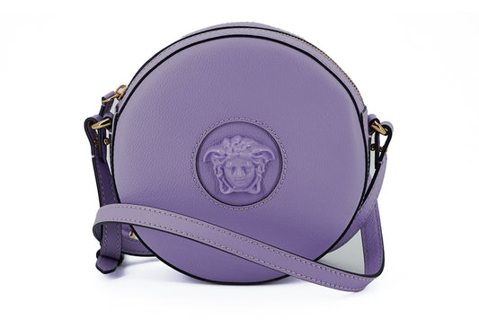 Versace Elegante, runde Umhängetasche in Lila
