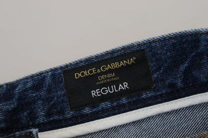Dolce &amp; Gabbana Blaue zerfetzte Herren-Jeans aus Baumwolle