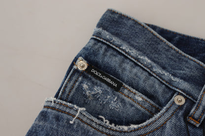 Dolce &amp; Gabbana Blaue zerfetzte Herren-Jeans aus Baumwolle