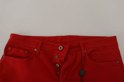 Dolce &amp; Gabbana Rote Straight Fit Jeans aus Baumwolle für Herren